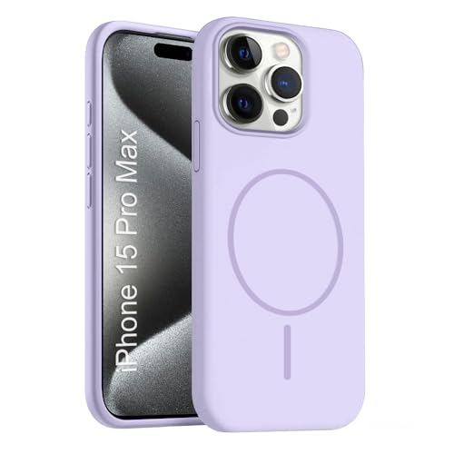 Image of iPhone 15 pro Max Silicone Magsafe Case | Shock Proof Design & Camera Protection | Premium Rubberised Apple iPhone 15 pro Max Cover (Microfiber Lining) | Magnetic Liquid Silicone - Purple