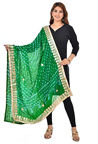 pk mart � Dresses Jaipuri Rajasthani Women's Art Silk Bandhani Bandhej Dupatta With Heavy Gota Patti Work (Free size)-picture-49