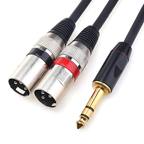 DISINO 1/4 TRS to Dual XLR Male Y-Splitter Stereo Breakout Cable 1/4 inch(6.35mm)