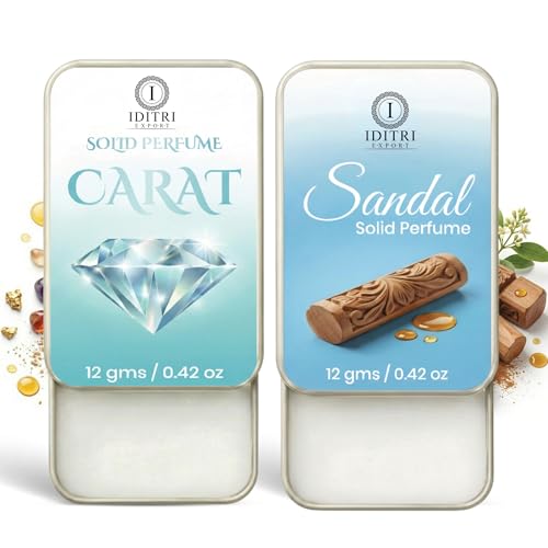 Image of IDITRI EXPORT Solid Perfume |sandal&Carat Alcohol Free Wax Perfume Balm, Long Lasting | Pocket Tin 12g, Pack Of 2| Non Greasy Smooth Glide, Travel Friendly Men And Women