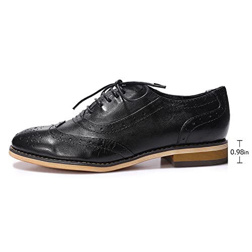 Image of Mona flying Womens Leather Wingtip Oxfords Brogue Shoes Lace-up Flats