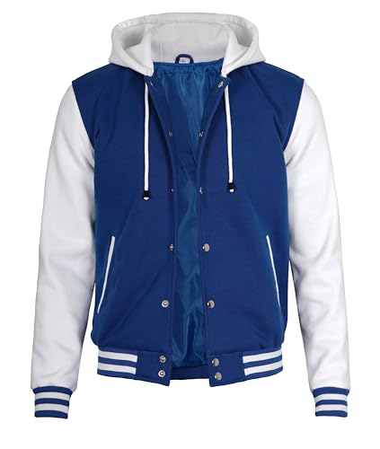 Image of Decrum Hooded Varsity Jacket Men - Fashion Trendy Casual High School Baseball Letterman Mens Hoodie Bomber Jackets