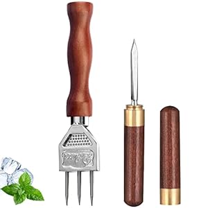 Ice Pick Set of 2 Fork Ice Pick, Stainless Steel Ice Pick non-slip Wooden Handle, Easy Grip, Ice Pick Tool for Kitchen,Bars, Bartender, in Freezer (7. 2inch 2pcs)