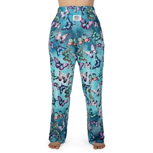 BRIEF INSANITY Soft Pajama Pants for Men & Women, Butterfly, X-Large