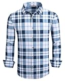Picture of Alex Vando Mens Button Down Shirts Wrinkle Free 4-Way Stretch Print Business Casual Shirt,18 Navy White,M