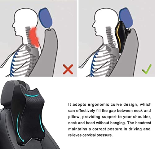 Image of inchCar Seat Headrest Neck Rest Cushion - 100% Memory Foam Ergonomic Support Pillow for Neck & Back Pain Relief, Durable, Travel Comfort & Longevity inch