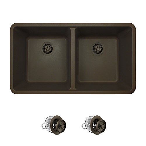 Product Deal MR Direct 802-M-CST Mocha Undermount Granite Composite 32-1/2 in. Double Bowl Kitchen Sink Matching Strainers, 2 Colored Product Deal MR Direct 802-M-CST Mocha Undermount Granite Composite 32-1/2 in. Double Bowl Kitchen Sink Matching Strainers, 2 Colored