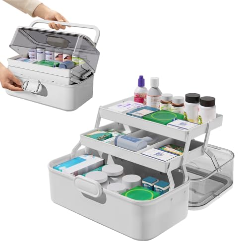 LPAMABA Boîte à Pharmacie à 3 Niveaux Boîte de Rangement Portable Boîte de Premiers Secours...