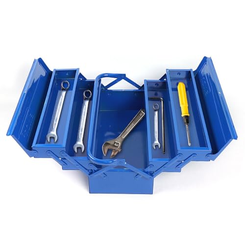 Cassetta degli attrezzi con 5 scomparti in metallo, cassetta degli attrezzi vuota, per officina