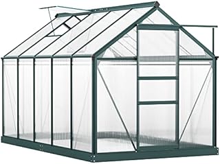 Outsunny Clear Polycarbonate Greenhouse Large Walk-In Green House Garden Plants Grow Galvanized Base Aluminium Frame w/ Slide Door (6 x 10ft)
