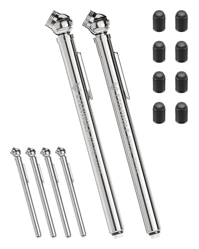 ETENWOLF Pencil Tire Pressure Gauge 2 Pack (10-50PSI, 20-120PSI) with 16 Tire Caps Calibrated to...