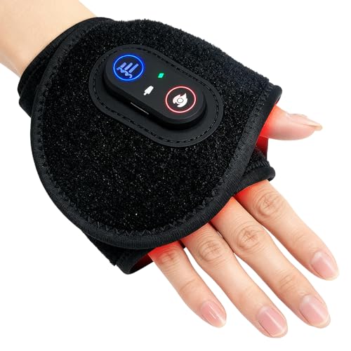SGZIOO Appareil de Massage EMS & TENS pour Poignet, Masseur de Poignet par luminothérapie rouge, lampe LED rouge 660 nm et 850 nm, Masseurs Èlectriques pour les mains avec 48 Perles LED, Sans Fil