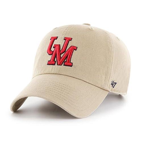 '47 Mississippi Rebels Mens Womens Clean Up Adjustable Strapback Khaki Hat with Team Color Logo
