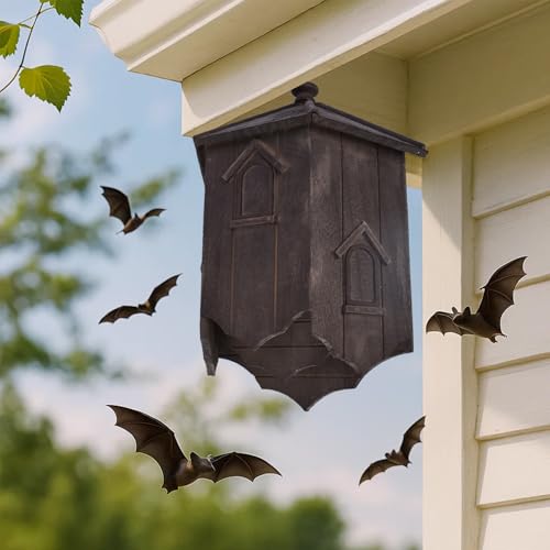 Eco-Friendly Wooden Bat House| Handcrafted Cedar Bat Shelter | Wildlife Conservation Habitat (Brown Black, Medium) - Thumbnail 6