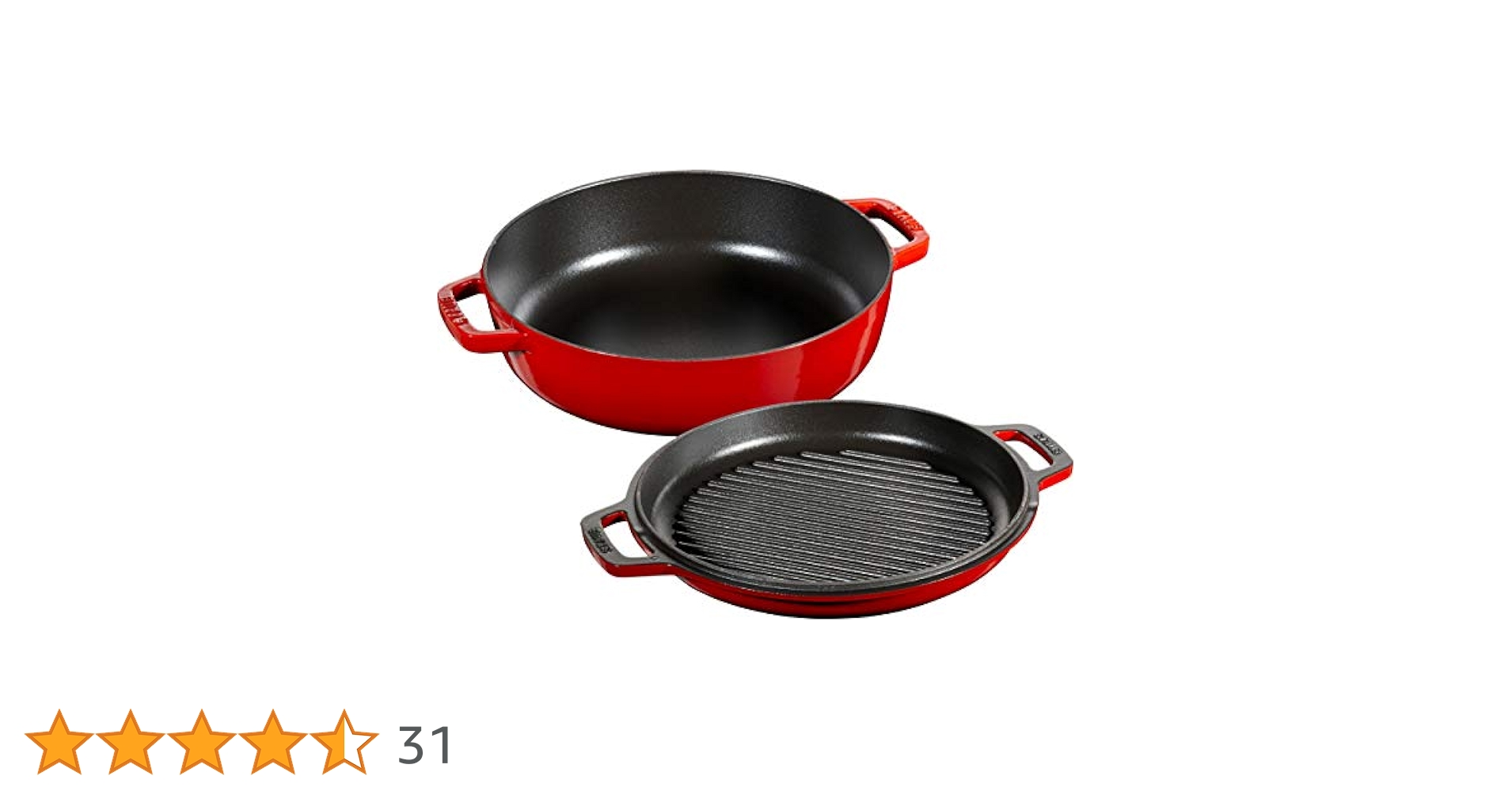 ★1度のみ使用★ STAUB鋳鉄 スチーム＆グリルパン 26cm レッド Staub ストウブ 鍋 スチーム＆グリル 26cm ブラック| STAUB