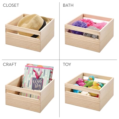 iDesign Aufbewahrungsbox mit Griffen, Küchenschrank Organizer aus Paulownia-Holz für Regal oder Vorratsschrank, vielseitige Kiste zur Aufbewahrung, beige, 25.4x25.4x15.7cm