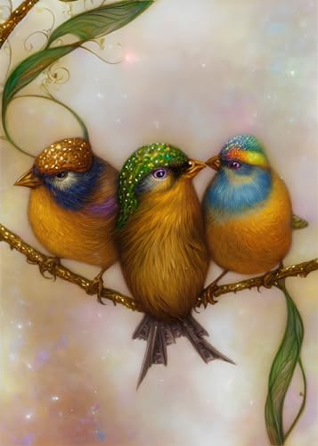 Toile oiseaux paillettes or SERENDIPITP grand poster pour habiller un mur vide