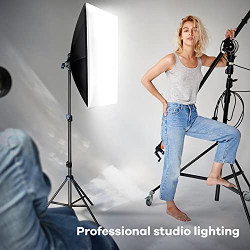 Tocoan Softbox Photography Lighting Kit, 27'' X 20'' Professional Softbox Lighting Kit With 40W 8000K Led Bulb, Studio Lights For Photography, Video Recording, Portraits Shooting (Single Color) #TOP6