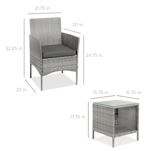 image for Best Choice Products 3-Piece Outdoor Wicker Conversation Bistro Set, S