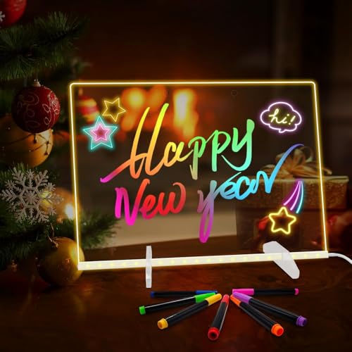Acrylic Dry Erase Board with Light,LED Note Board with Colors 13.8