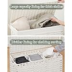 Laundry Hamper with Lid Laundry Basket 132 L PE Rattan, White - Image 4