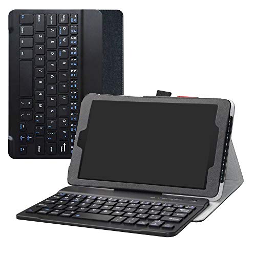 Alcatel Joy Tab Keyboard Case,Bige Slim Stand PU Leather Cover With Romovable Wireless Keyboard For T-Mobile Alcatel Joy Tab 2019 /Alcatel 3T 8-inch 2018 Tablet,Black