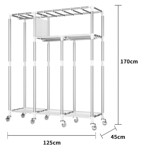 Guardaroba Portatile, Guardaroba Portatile in Tela con Asta Appendiabiti, Organizzatore per Armadio in Tessuto per Camera da Letto, Soggiorno,C-125x45x170cm(Animal Horse)