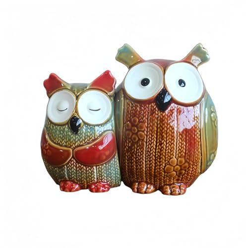 ふくろう置物 セラミック製・陶器オブジェ | 北欧風デコレーション 動物雑貨 卓上・玄関・リビング用 飾り | ギフト・プレゼントに最適 梟インテリア 装飾品 部屋飾り (F,タイプ3)