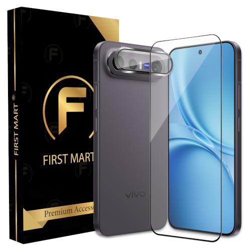 Image of FIRST MART Tempered Glass for Vivo X300 FE 5G with Black Camera Ring Guard & Installation Kit | HD Clear Edge-to-Edge Screen Protector, Scratch Resistant, Case-Friendly | Pack of 1