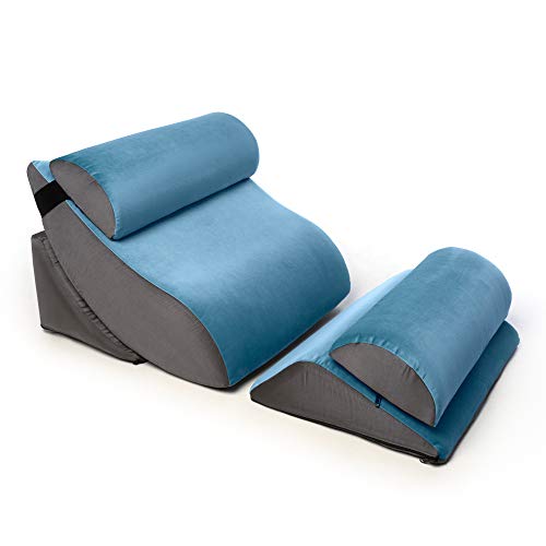 AvanaKind Bed Orthopedic Support Wedge Pillow Comfort System, 5 Piece Set, Blue/Grey
