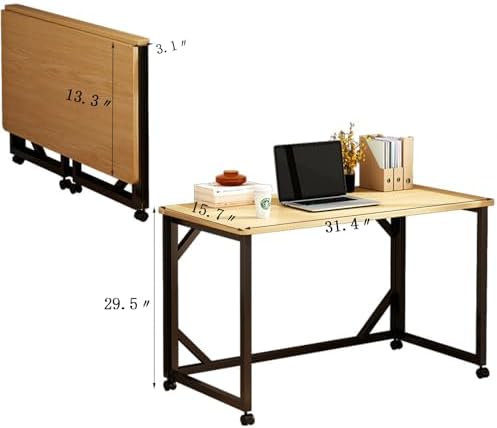Portable Foldable Computer Desk, Removable Home Office Table, Compact Study Desk for Small Spaces, Ideal for Writing & Work (Walnut, 31.4" x 22.8" x 29.1")