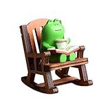 Luojuny Juego de 2 figuras de rana en miniatura para decoración de silla mecedora de rana, rana de regalo