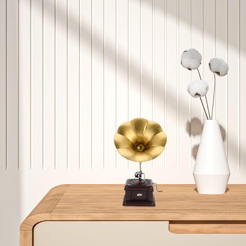 Tourne-disque nostalgique avec mecanisme manuel pour decoration vintage fer - 7