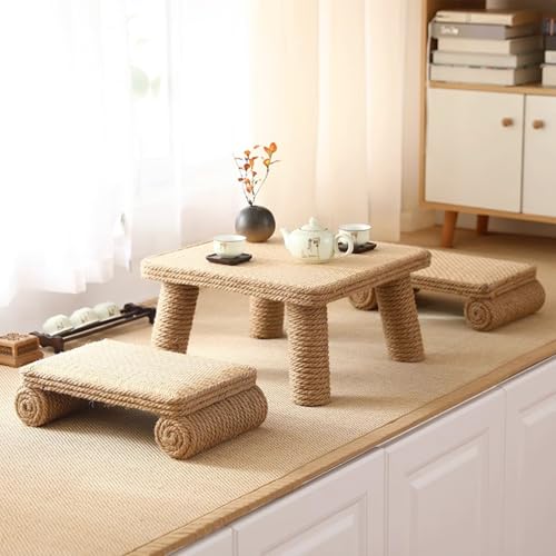 Table basse en rotin tatami assise basse meuble peu encombrant de salon - 2