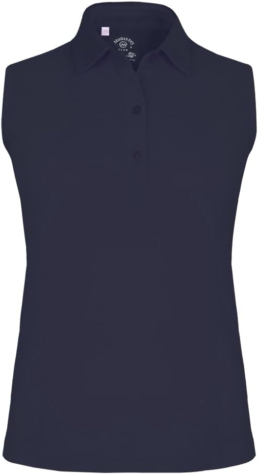 Monterey Club Women's Solid Tailored Collar Sleeveless Polo Shirt #2672