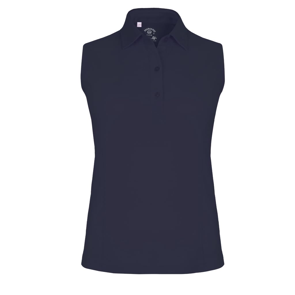 Monterey Club Women's Solid Tailored Collar Sleeveless Polo Shirt #2672