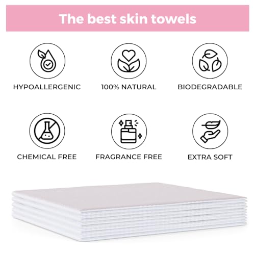DermaTech Skincare Premium Disposable Face Towels 50pcs | 100% Biodegradable Face Towelettes | Eco-F