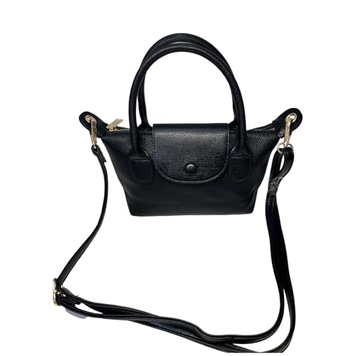 Bolsa Feminina Transversal Pequena Mão, Couro Sintético, Casual, com Alça Tiracolo Ajustável e Detalhes Dourados (Preto)
