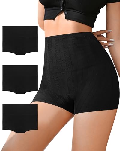 Image of ASIMOON High Waist Bikini Underwear Womens Seamless Lace No Show Panties Soft Stretch High Cut Panties 10 Pack