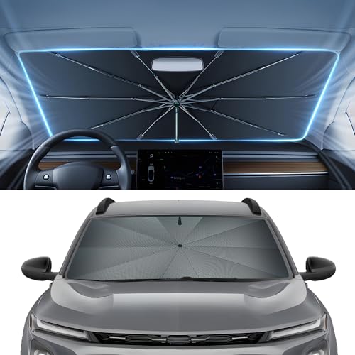 Image of Autorder Windshield Sun Shade Umbrella for 2019-2025 Kia Forte Accessories,Upgraded Ice Crystal Material,Easy Setup Umbrella Sunshade for Car Windshield,100% Sun Blocking