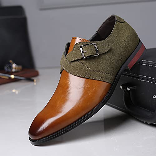 Men's Formal Classic Monk Strap Shoes Smart Leather Single Buckle Dress Business Casual Shoes Loafers in Black Brown Brown- US10/UK9/EU434