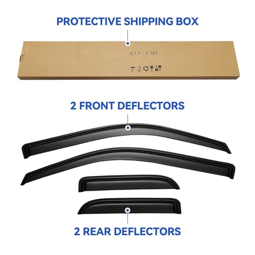 Window Visors Rain Guards for 2004-2014 Ford F150 SuperCab, Out-Channel Window Vent Wind Deflectors Visors Shades for 04-14 F-150 Extended Cab by YQAUTEC - Image 8