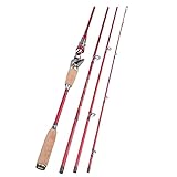 NEBE Equipo Pesca Cañas Pescar Caña de Pescar sección portátil caña Ultraligera Fibra Carbono Viaje fundición giratoria(Red,2.1m Spinning Rod)