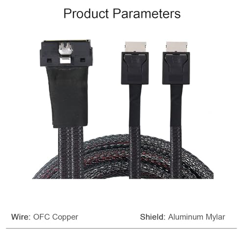 Câble PCI-E Slimline SAS SFF-8654 vers double OCulink 8611 pour carte graphique compacte 0.5m