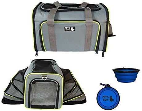 PETS GO2 Premium Small Pet Carrier for Puppies, Small Dogs & Cats – All Airlines Approved - Expandable Walls, Top and Side Exits, Sherpa…