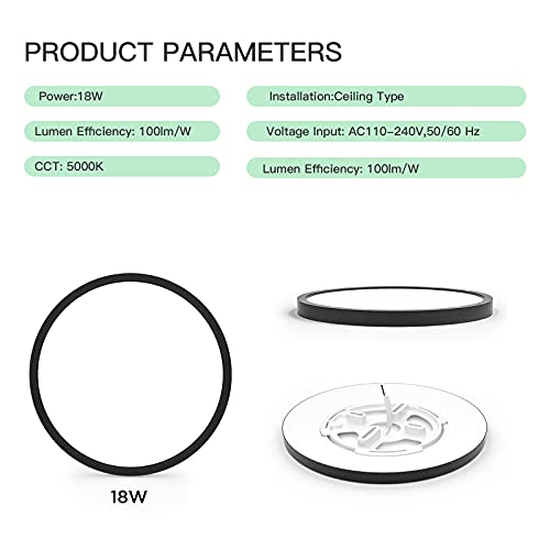 Roomratv Led Black Flush Mount Light Fixture, Easy Installition 8.9Inch Small Surface Mount Ceiling Light, Super Bright-Elt Listed #TOP6