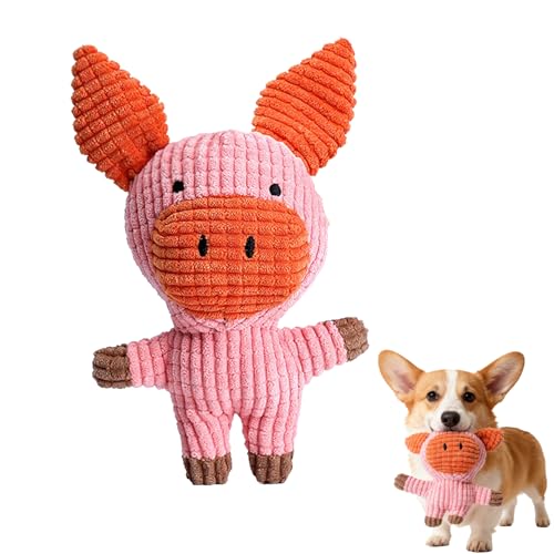 Auzlya Hundespielzeug,Plüsch Schwein,Interaktives Plüsch Hundespielzeug,Plüschtier Kauspielzeug für Welpen, Kleine, Mittlere, Große Hunde (Schwein)