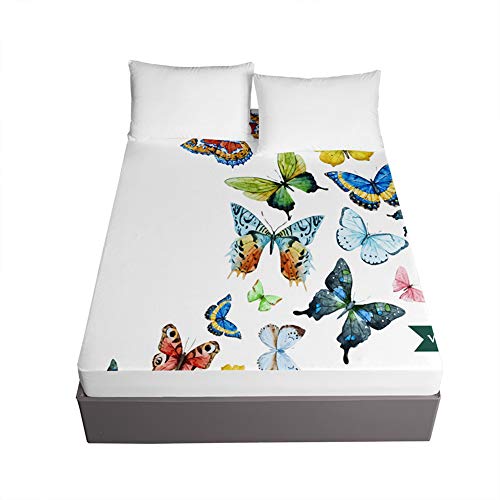 Drap housse antidérapant et résistant à la décoloration imprimé papillon - 2