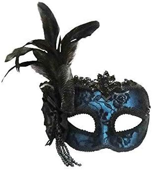 Blue Side Feather Mask on Headband Eyemask