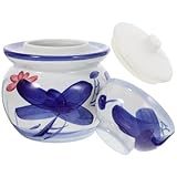 BAZEITFLOW Tarro de Cerámica para Encurtidos Tradicional Chino con Doble Tapa Sellada, Capacidad 2.5 Jin, Recipiente Seguro para Almacenar Kimchi, Pepinillos y Verduras en Cocina Doméstica